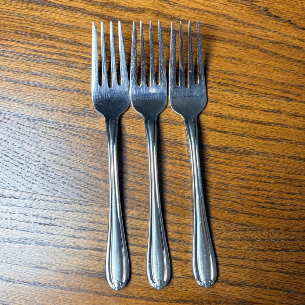 Gorham Melon Bud Frosted Stainless Steel Salad Forks 18/8 Set of 3